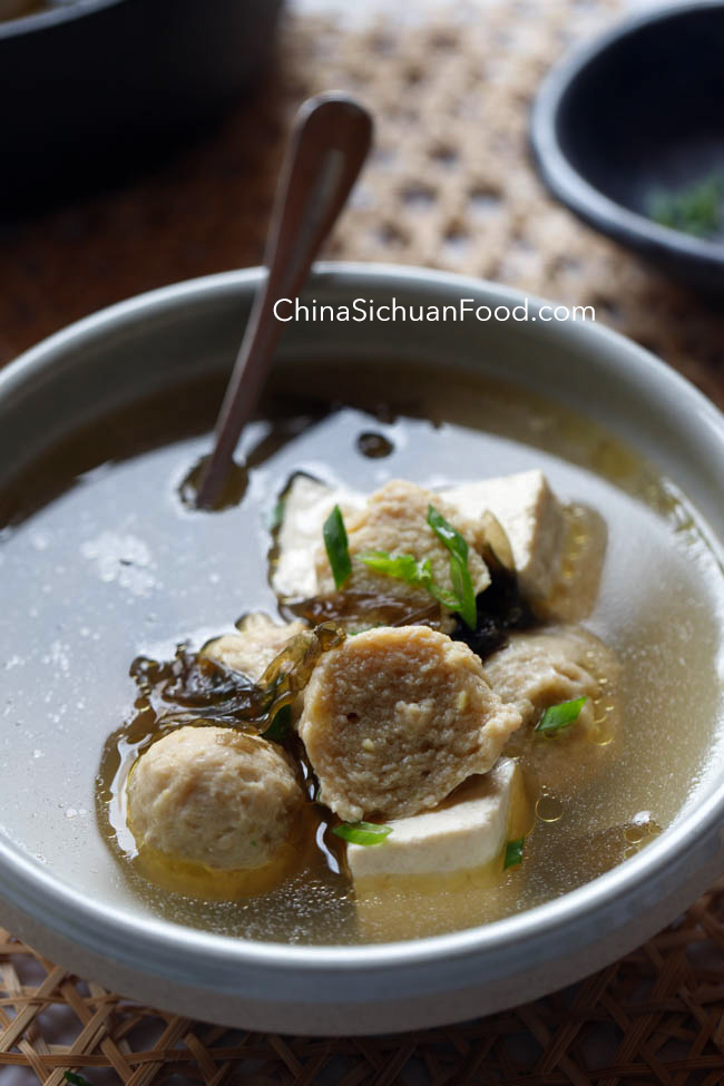 Tofu and Meatball soup|chinasichuanfood.com