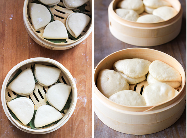 steamed lotus leaf buns step