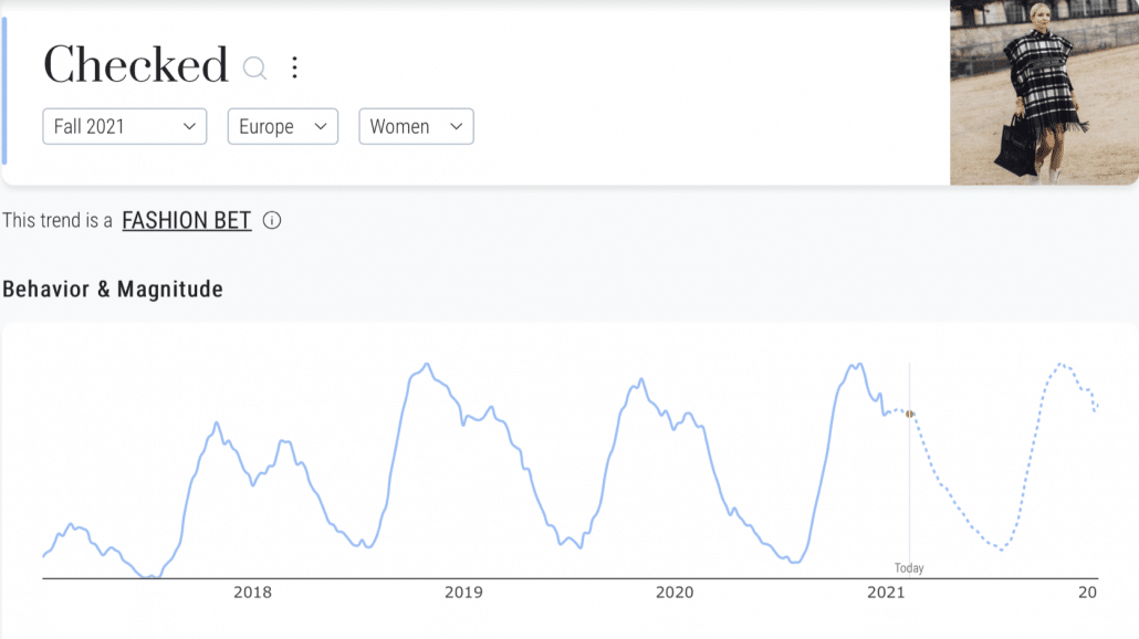 Heuritech trend forecast for checked print this Fall 2021 in Europe