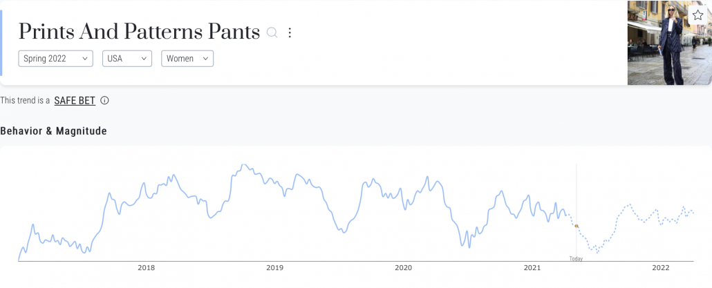 heuritech trend forecasting platform for prints and patterns pants in spring 2022 in us women