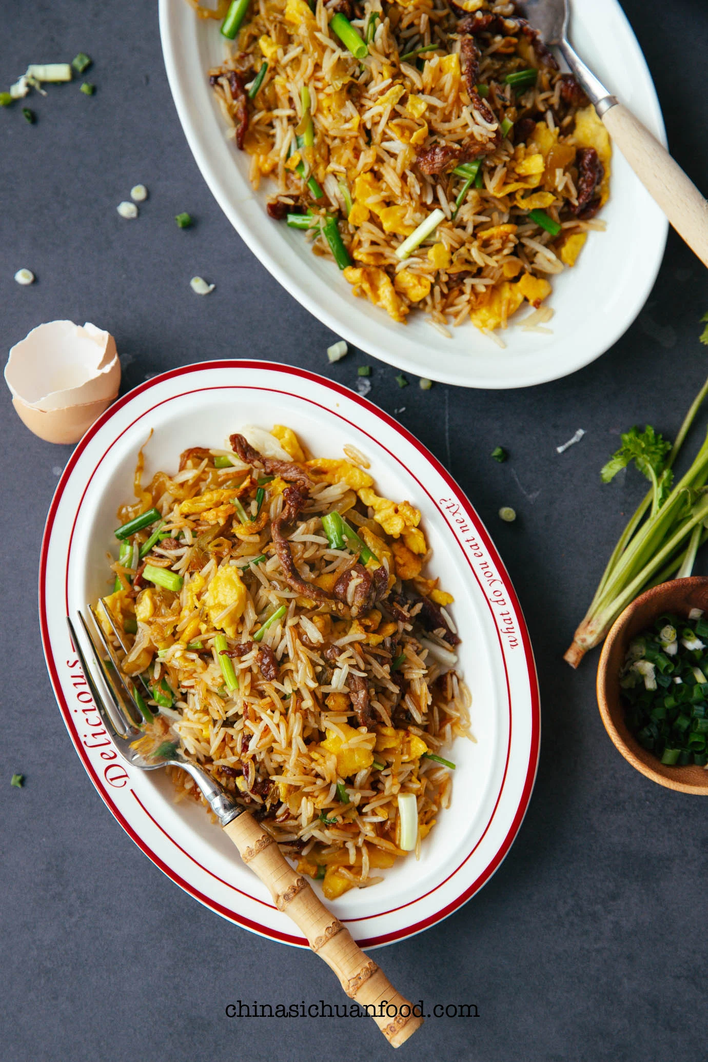 beef and mustard green fried rice | chinasichuanfood.com