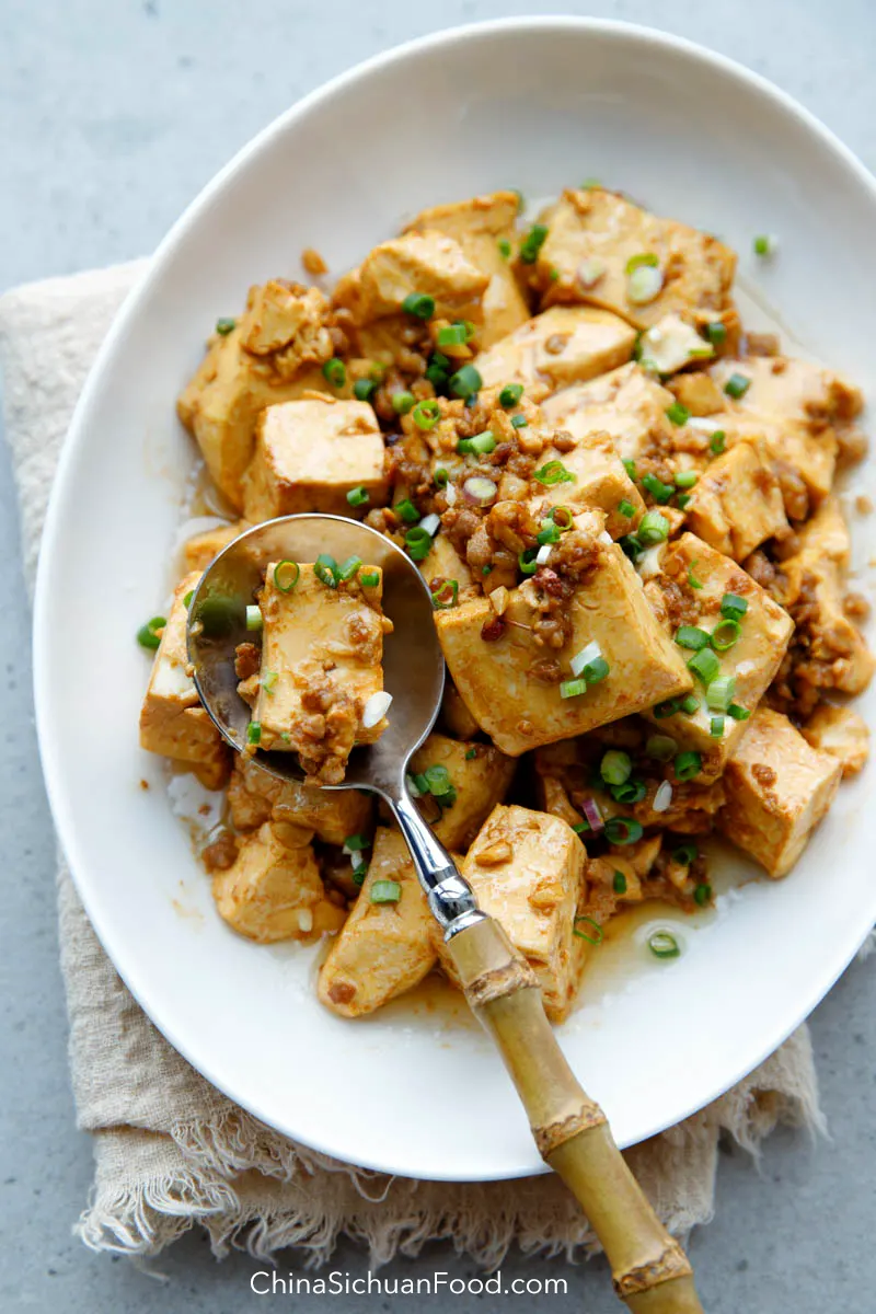 braised tofu with minced pork|chinasichuanfood.com