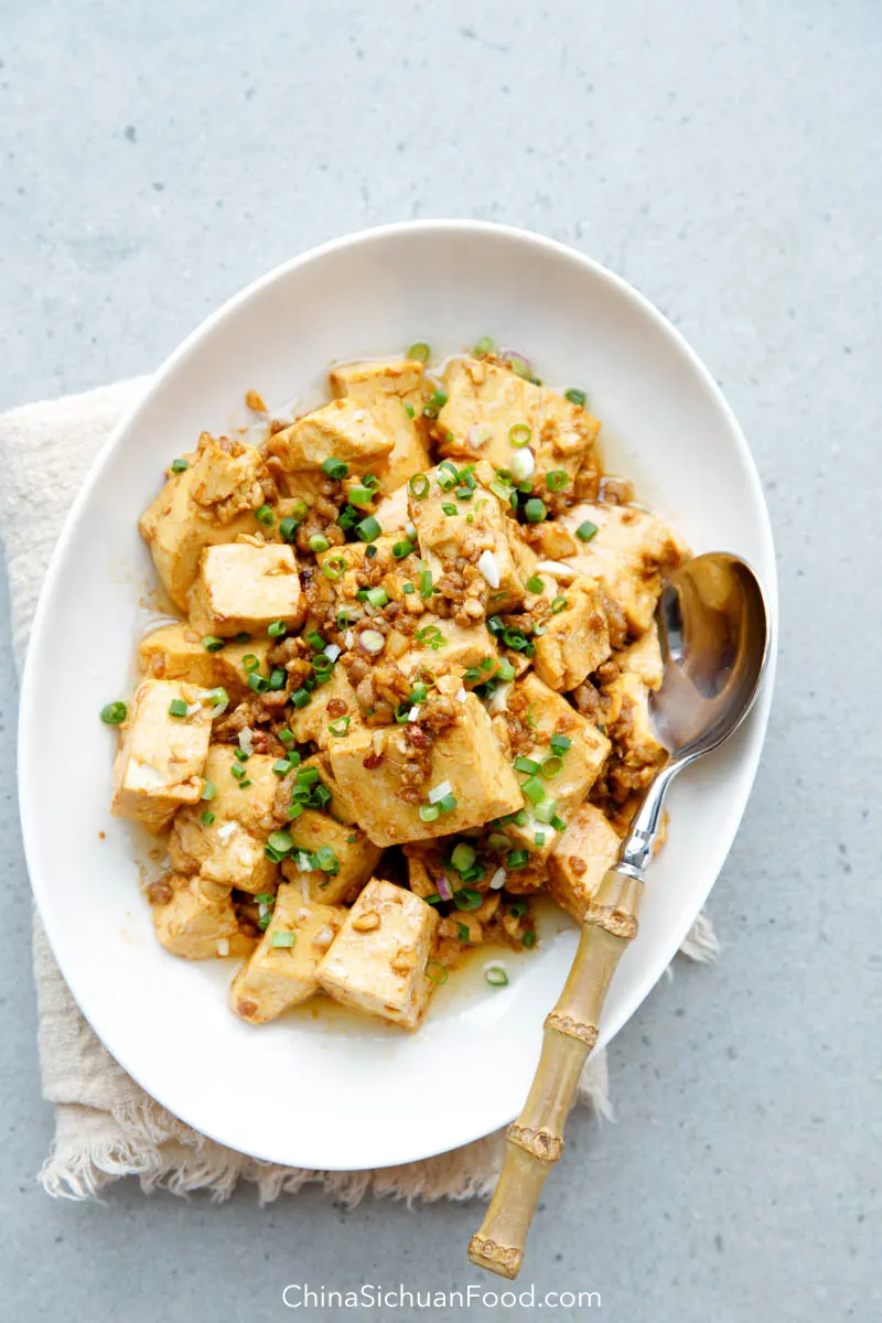 braised tofu with minced pork|chinasichuanfood.com