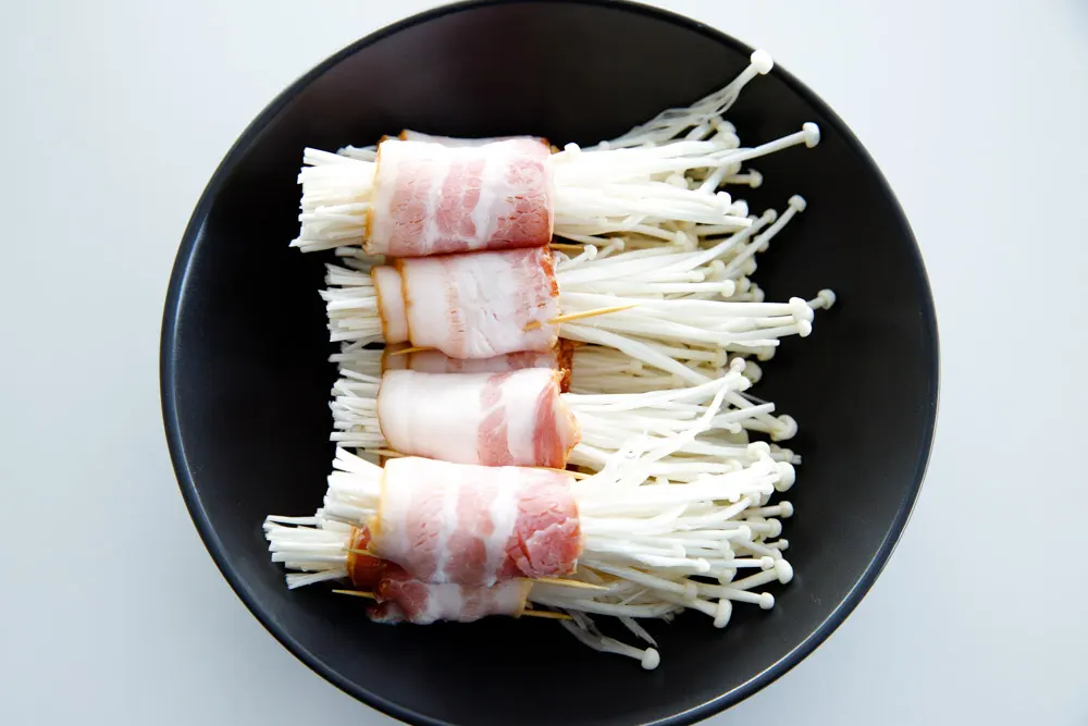 enoki mushroom wrapped by bacon|chinasichuanfood.co