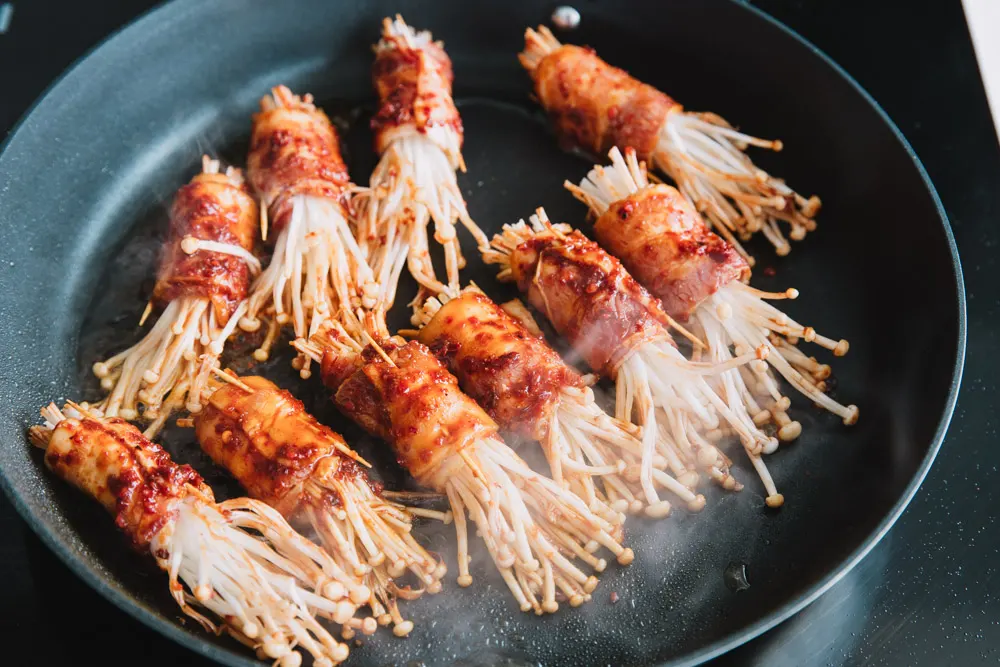 enoki mushroom wrapped by bacon|chinasichuanfood.co